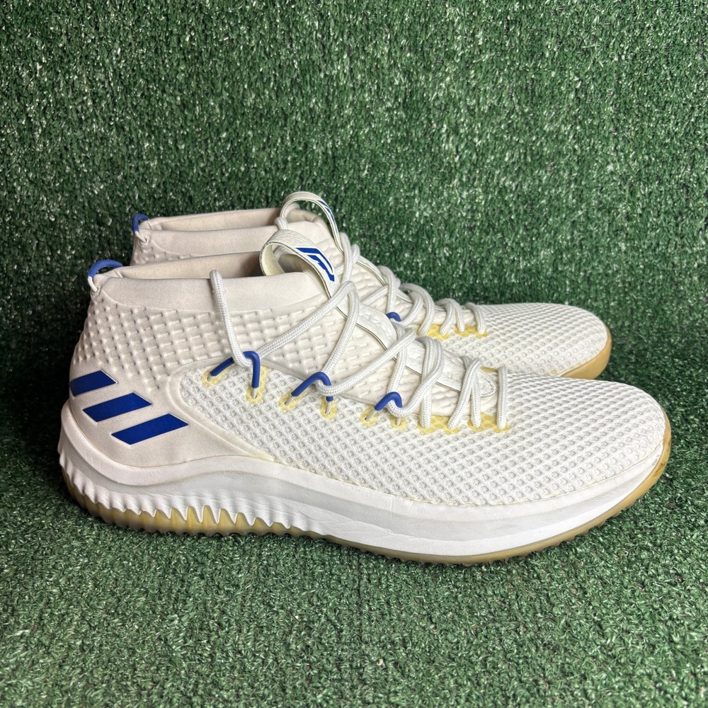 Adidas Dame 4 Mesh Basketball Athletic Sneakers White Blue Solid Mens Size 14.5